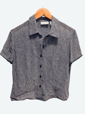 🪩Vintage 90’s Liz Claiborne Micro Textured Abstract Print Button Down Blouse